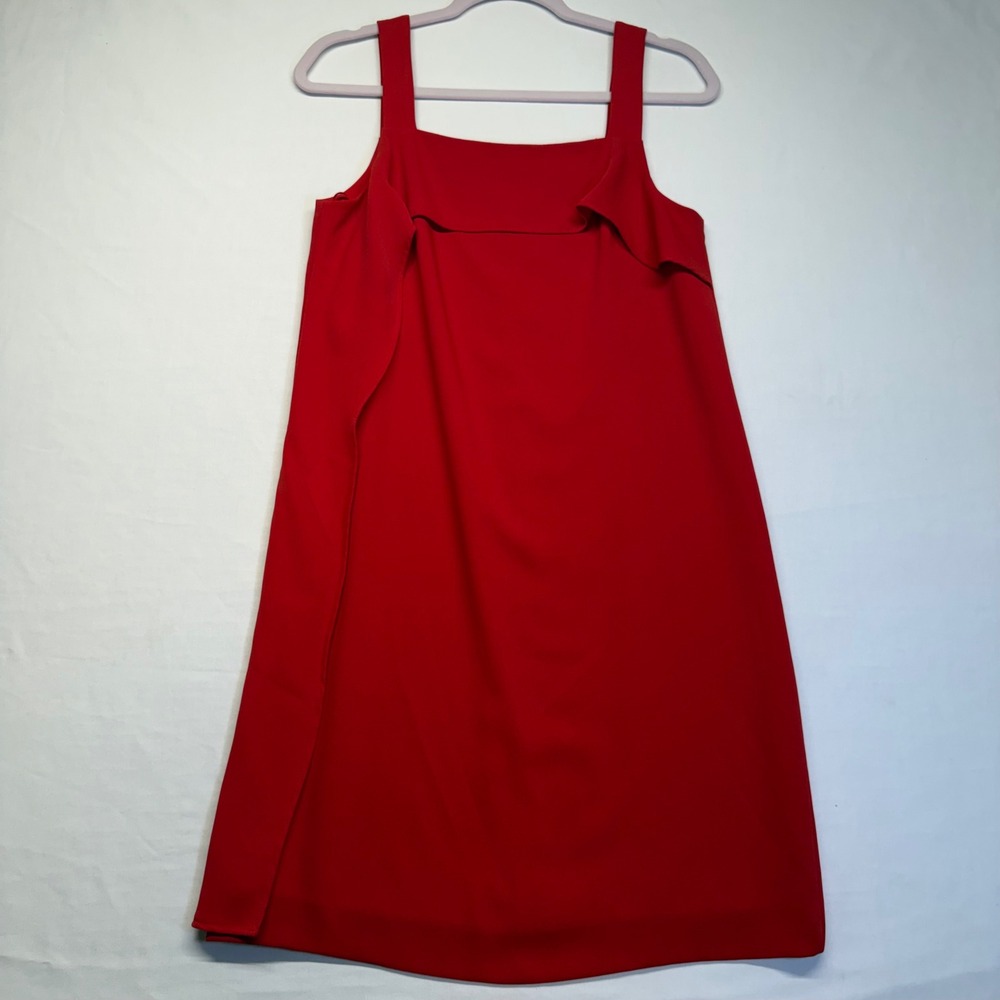 Antonio Melani Red Shift Dress Size 4 Square Neck Sleeveless Cocktail Party Chic